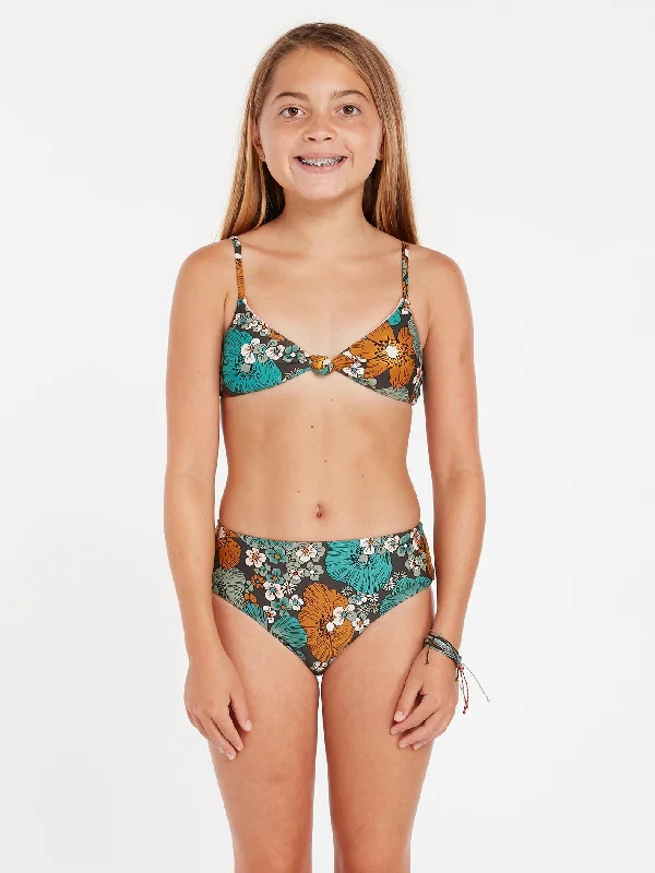 Colorful bikini for women with bright hues and playful, vibrant patterns for summer -Girls Nothing Bud Love Bikini Set - Jade