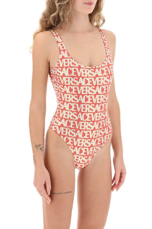 Designer swim sets with signature brand logos -versace allover one-piece swimwear