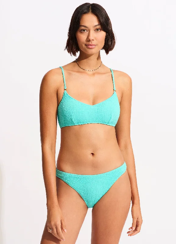 Fun swim pants for women with polka dot print for a retro feel -Sea Dive Bralette - Aruba Blue