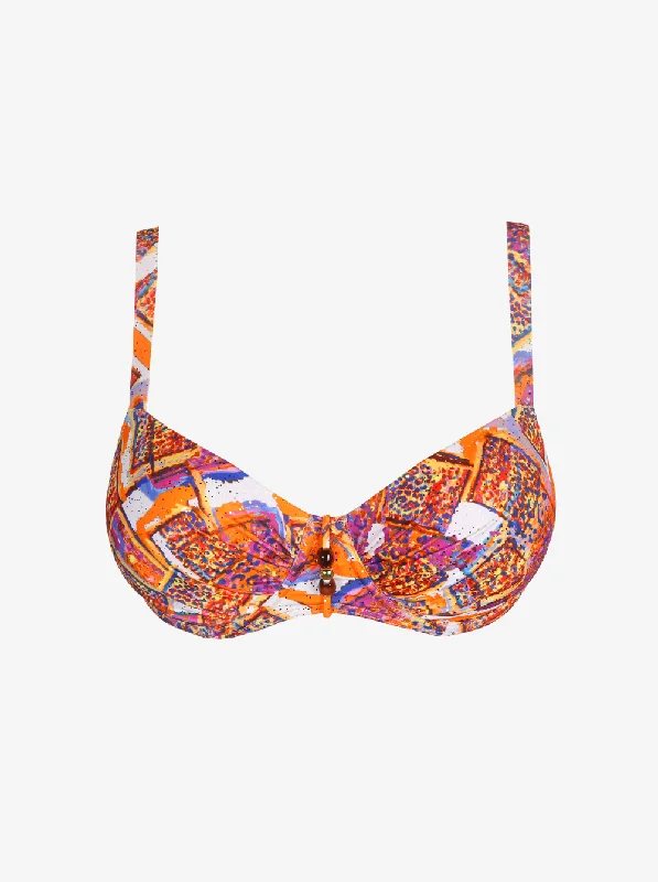 Retro-inspired bikini for women with bold prints and high-rise bottoms for flattering look -Navalato C-G Balcony Bikini Top