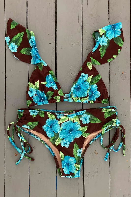 Aqua/ brown floral