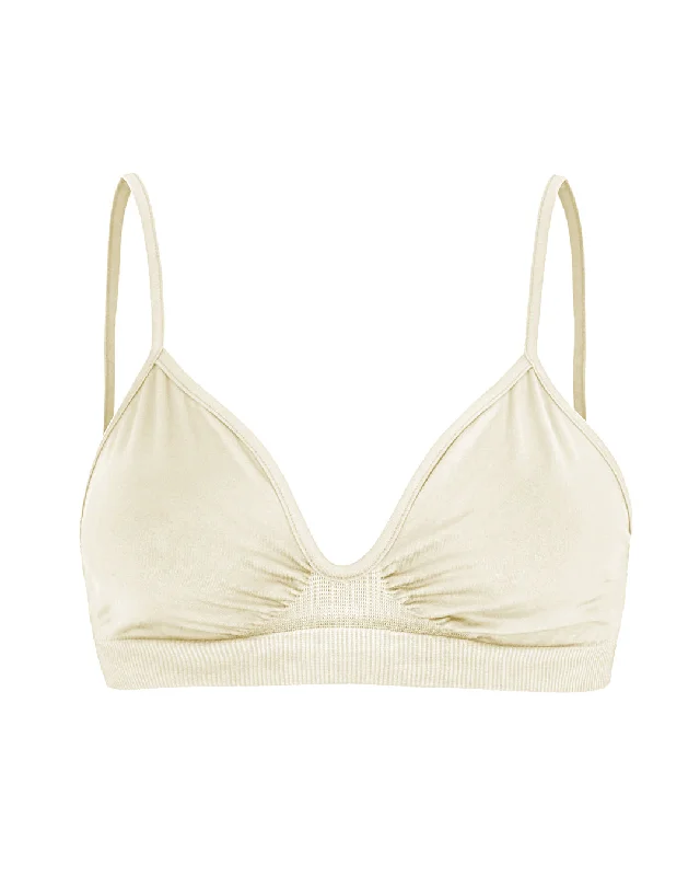 Minimal bikini for women with sleek, simple design and neutral tones for chic appeal -LIBERATED Bikini Bra top | Cream