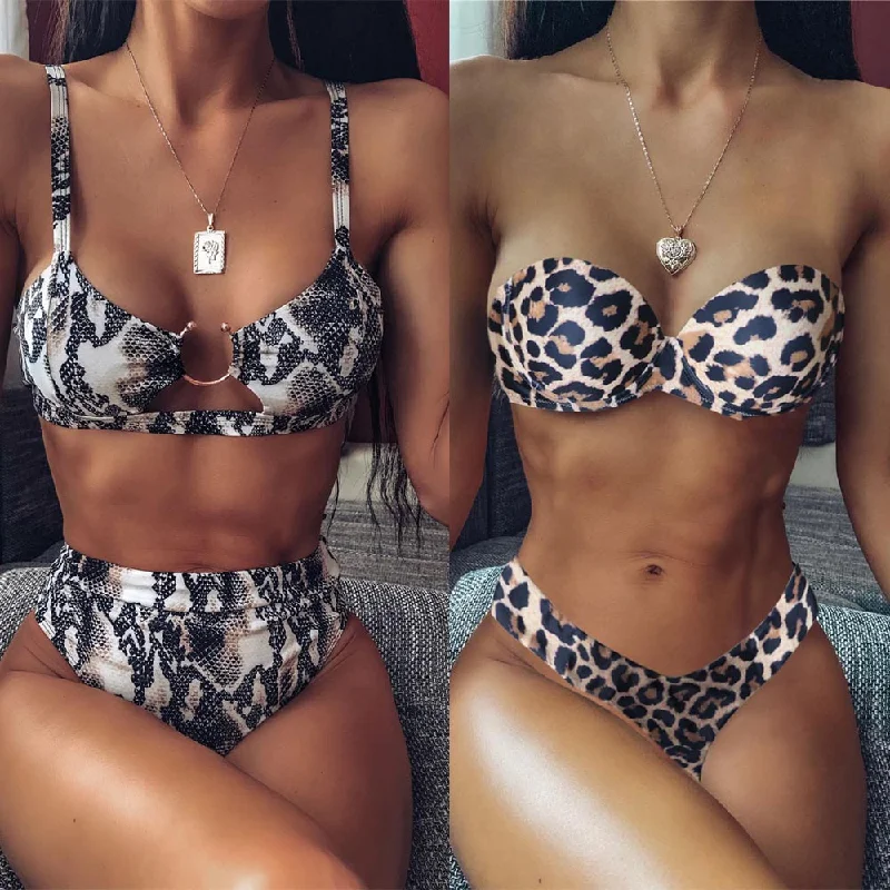 Classic swim sets for timeless beach essentials -2019 New top sexy solid swimwear push up bikini bandage sport suit high cut bathing suit bandeau swimsuit women bikini set 2507