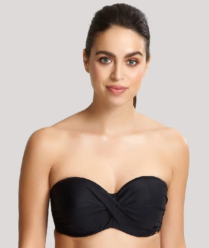 Soft bikini swim sets for all-day wear -Panache Swimwear Anya Riva Twist Bandeau Underwired Bikini - Black