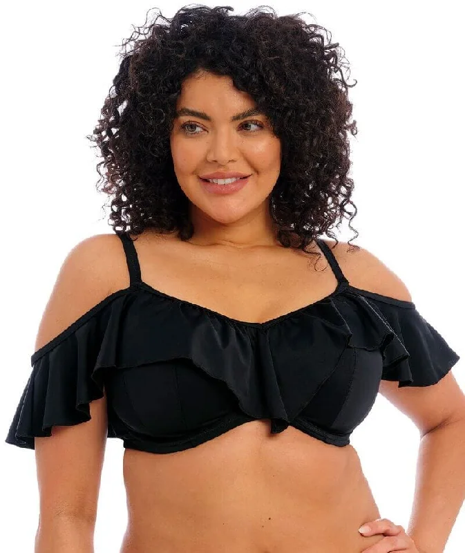 Colorful bikini for women with bright hues and playful, vibrant patterns for summer -Elomi Swim Plain Sailing Underwired Bikini Top - Black