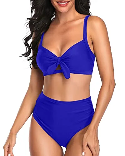 Padded tankini swim sets for subtle lift -Hawaii Honeymoon Two Piece Bikini Set For Women Bathing Suits-Royal Blue