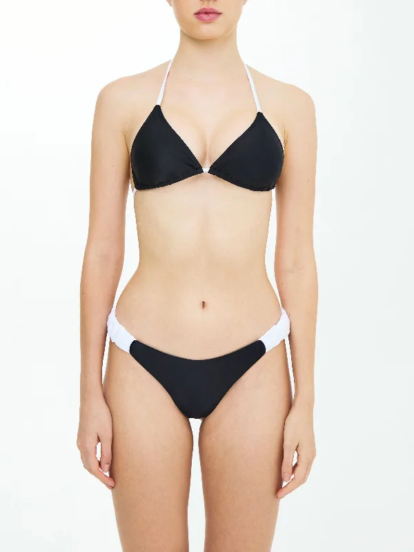 Adjustable swim sets with tie-side bottoms -Celina Bikini Top Black