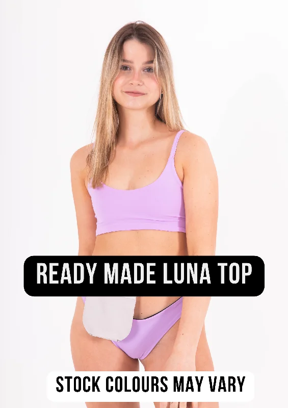 Neon bikini swim tops for bold statements -Ready Made Luna Scoop Bikini Top