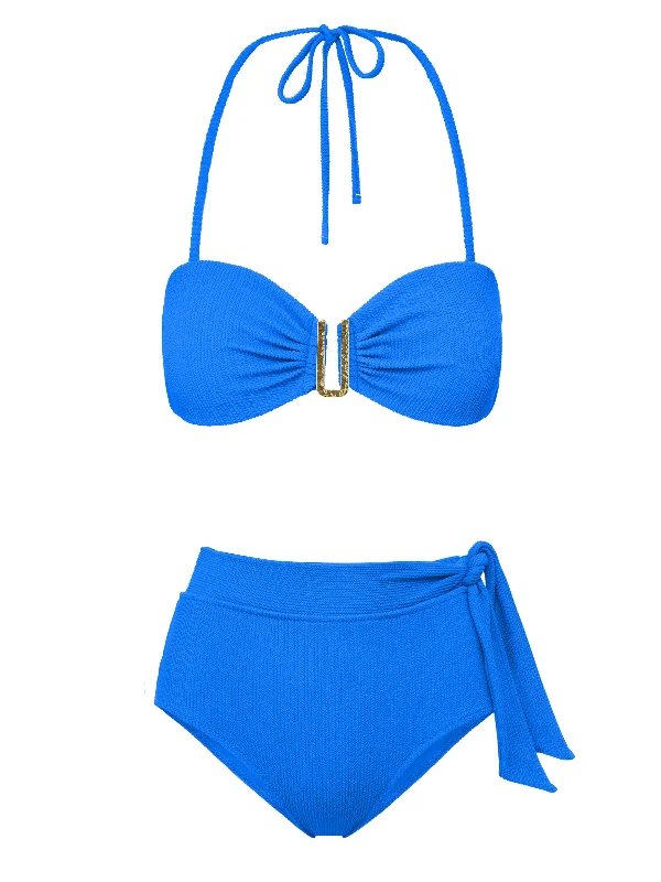 Adjustable bikini swim sets for perfect fit -Cindy Top + Side Tie High Waist Bottom in Grotto