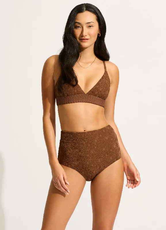 Trendy swim pants for men with contrasting side panels for a bold design -Marloe Banded Bralette Bikini Top - Tiramisu