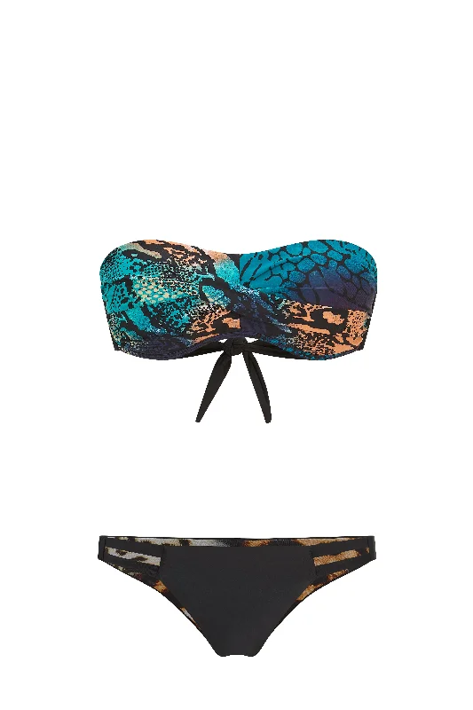 Tropical print swim tops for island getaway flair -Rainforest Viper Bandeau Bikini Top