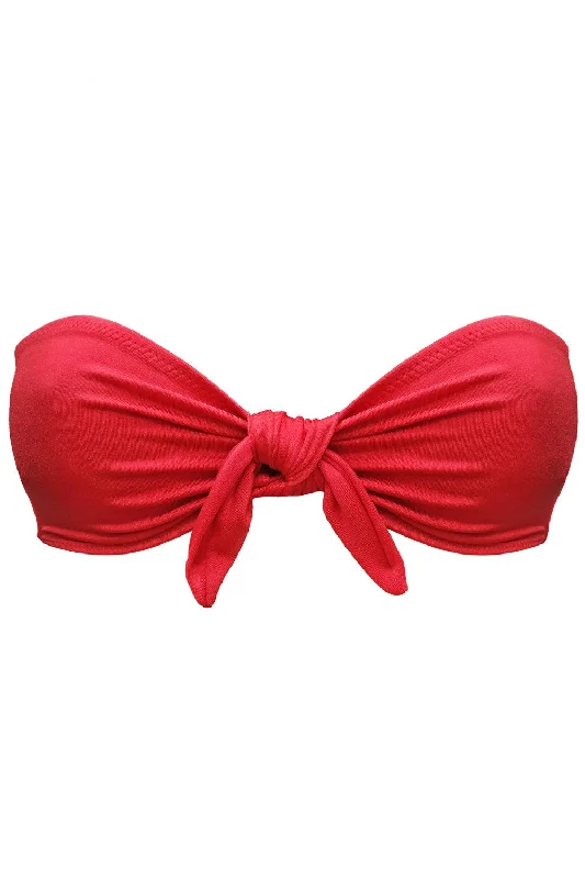 Ruffled swim tops for feminine playful style -Tonic Red bandeau