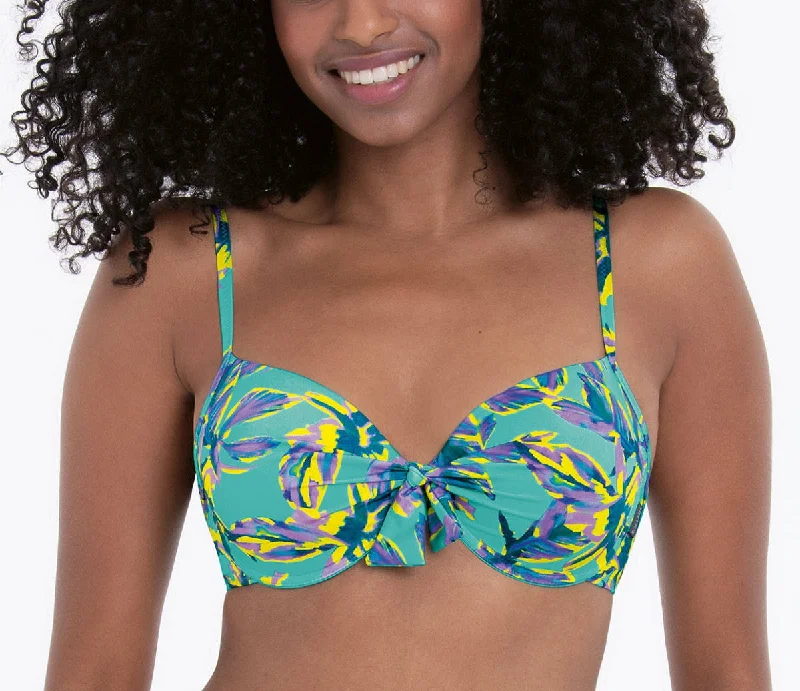 Ruffled swim sets with soft fabric ruffles -Anita Swimwear Eleonor Orchid Dream Hummingbird Aqua Bikini Top 8713