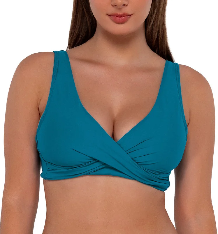 Sporty bikini swim sets for athletic vibes -Sunsets Swimwear Elsie Avalon Teal Wrap Front Underwire Bikini Top 523