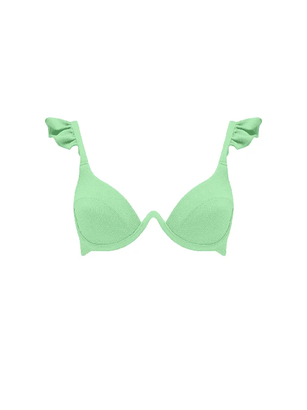 Affordable tankini swim tops for family vacations -The Ruffle Bra - Pistachio