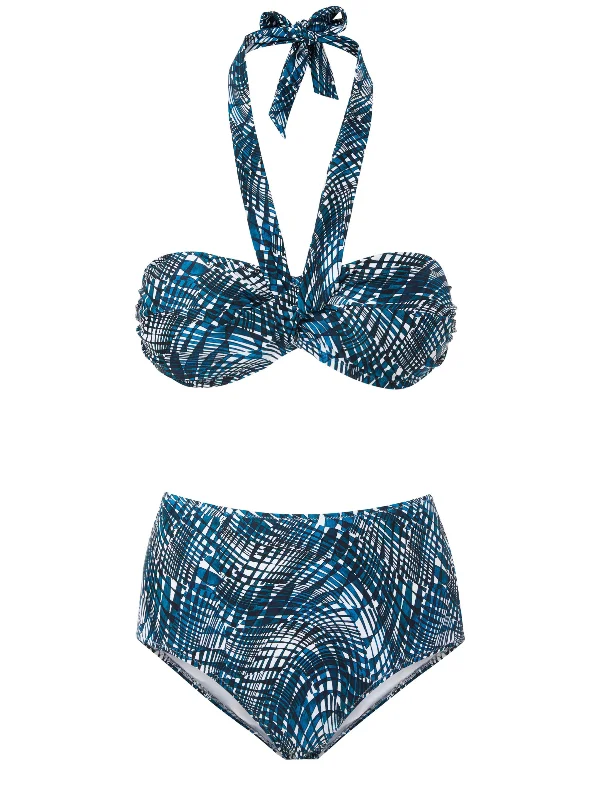 Soft swim sets with smooth fabric feel -Loryn Top + Classic High Waist Bottom in Abstract Wave