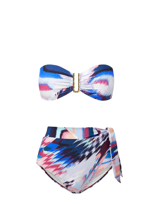 Designer tankini swim sets for high-end style -Cindy Top + Side Tie High Waist Bottom in Mosaic