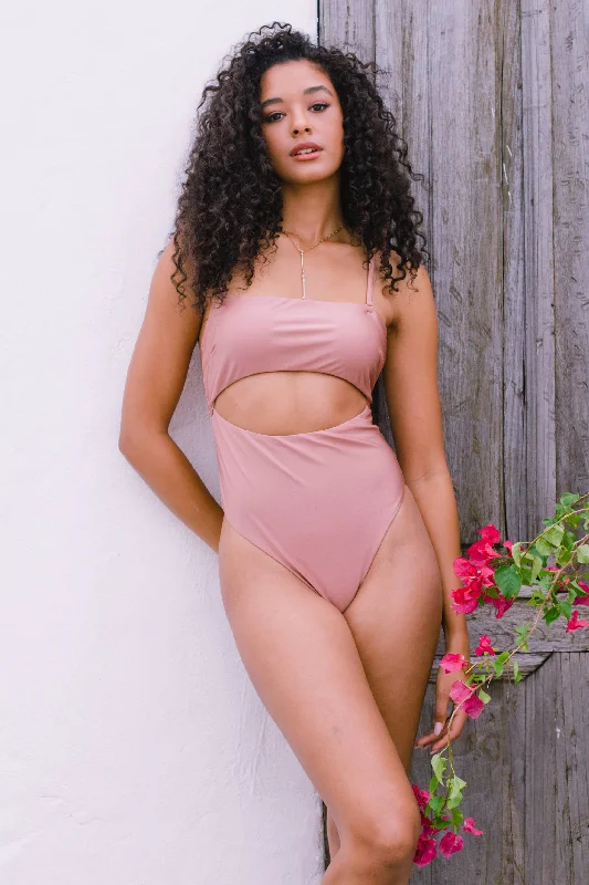 High-neck swim sets for modest chic coverage -Galina Seamless Cut-Out Buttery Soft One-Piece