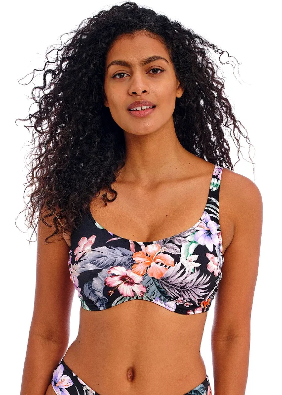 Elegant bikini for women with metallic accents and sophisticated detailing for luxury beachwear -Kamala Bay Underwire Bralette Bikini Top In Midnight