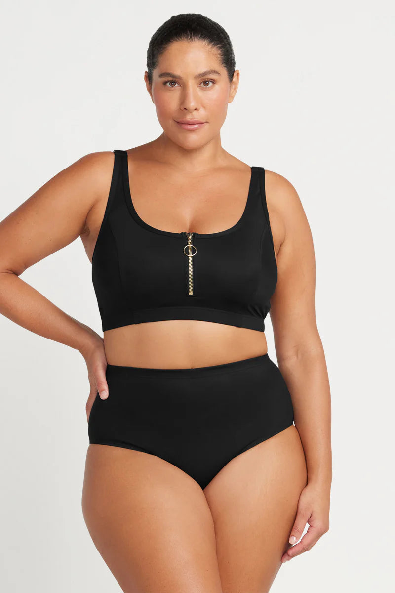 V-neck bikini for women with plunging neckline for added style and elegance -Sculpt Control Bikini Top In Black - ArteSands