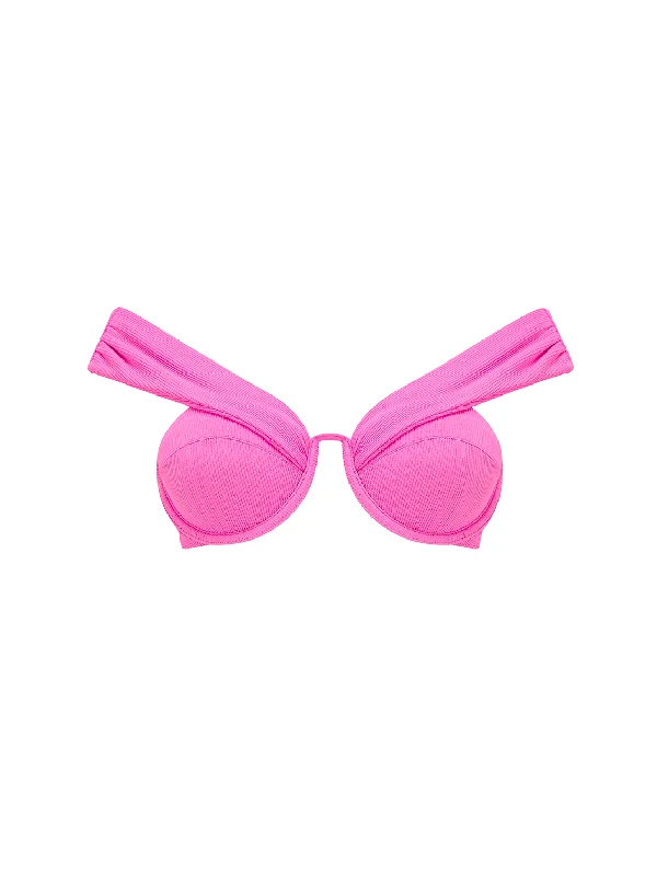 Lightweight bikini swim tops for quick swims -The Bardot Bustier Bra - Very Berry