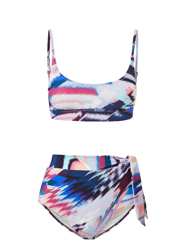 Sporty bikini swim sets for athletic vibes -Erika Top + Side Tie High Waist Bottom in Mosaic