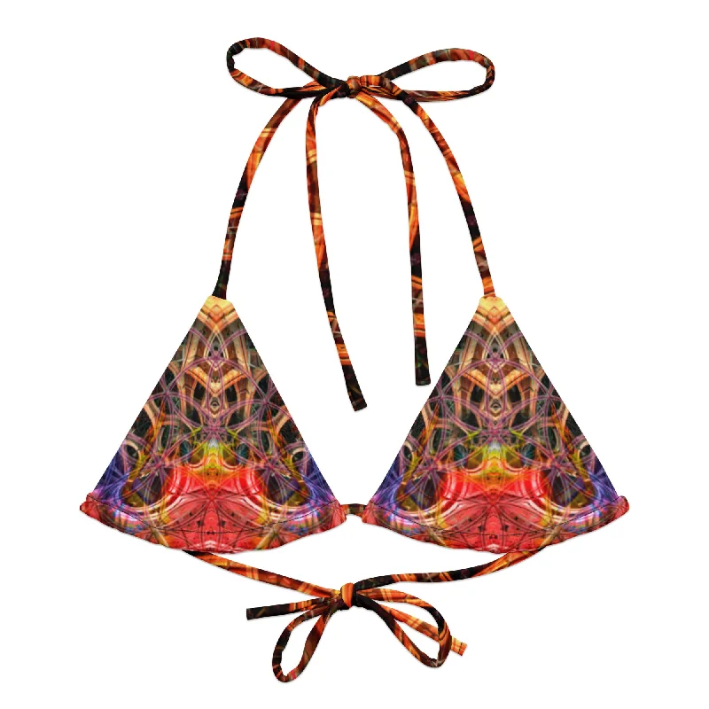 Bohemian bikini for women with fringe details and ethnic-inspired prints for relaxed vibe -Birth of a Scarab Bikini Top