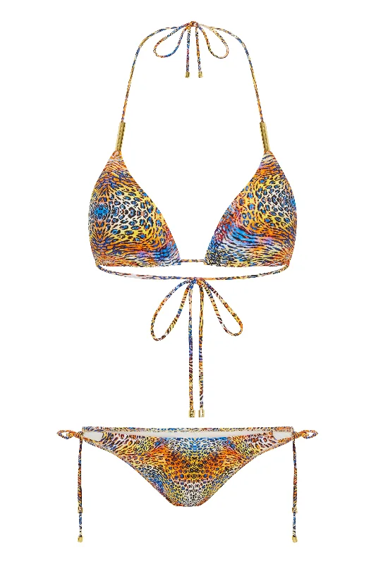 Bright swim tops for standout beach looks -Jungle Fox Triangle Bikini Top