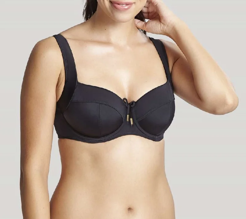 Minimalist bikini for women with sleek design and solid color options -Anya Riva Full Cup Bikini Top In Black - Panache