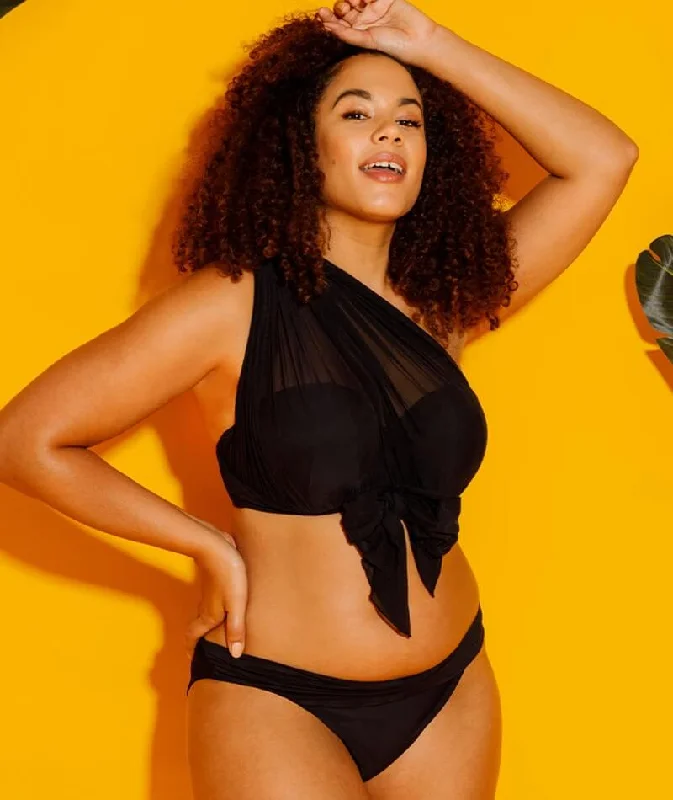 Boho bikini for women with crochet detailing and free-spirited vibe -Curvy Kate Wrapsody Bandeau Bikini Top - Black