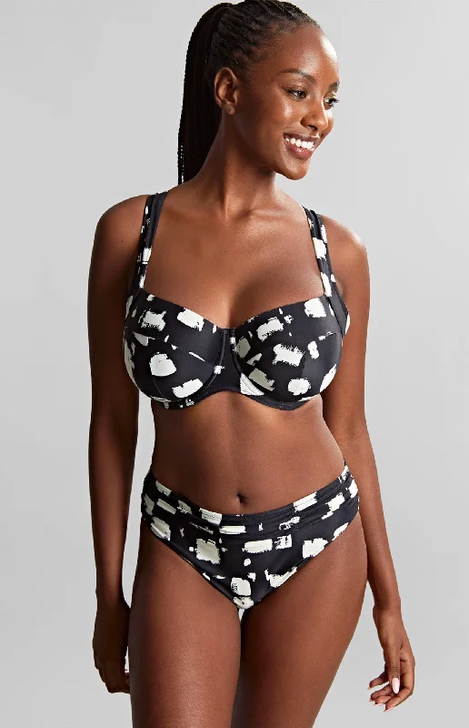 Sexy string bikini for women with thin straps and cheeky fit for bold look -Olivia Full Cup Bikini Top In Black Sand Print - Panache