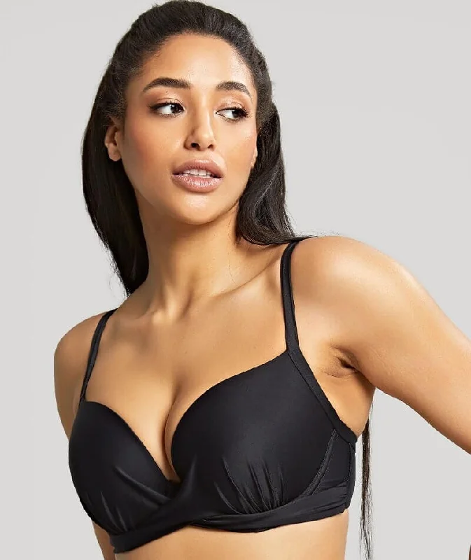 Retro swim sets with polka dot charm -Panache Swimwear Serenity Plunge D-H Cup Bikini Top - Noir