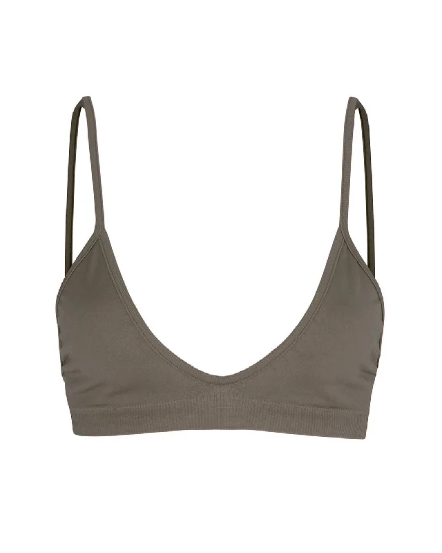 Sporty bikini for women with active fit and moisture-wicking material for swimming -BLISSFUL Bikini Bra Top | Muddy Grey