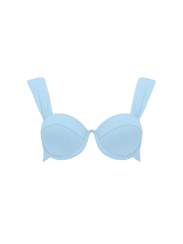 Retro halter swim tops for nostalgic appeal -The Modern Bustier Bra - Powder Blue