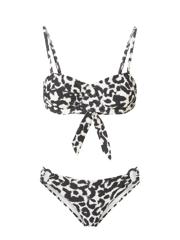 Strapless bikini swim sets for strap-free look -Nellie Top + Ring Trim Bottom in Mia Leopard