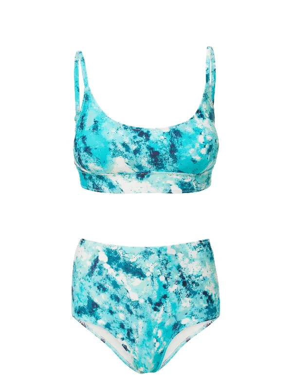 Strapless tankini swim sets for even tanning -Erika Top + Classic High Waist Botton in Ocean View