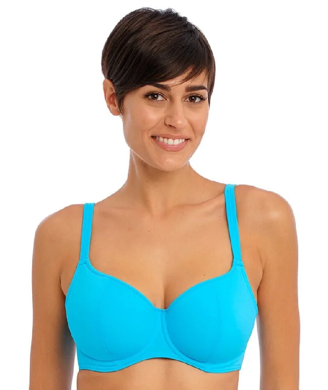 Chic bikini for women with elegant design and timeless black color for versatility -Freya Swim Jewel Cove Underwire Sweetheart Bikini Top - Plain Turquoise