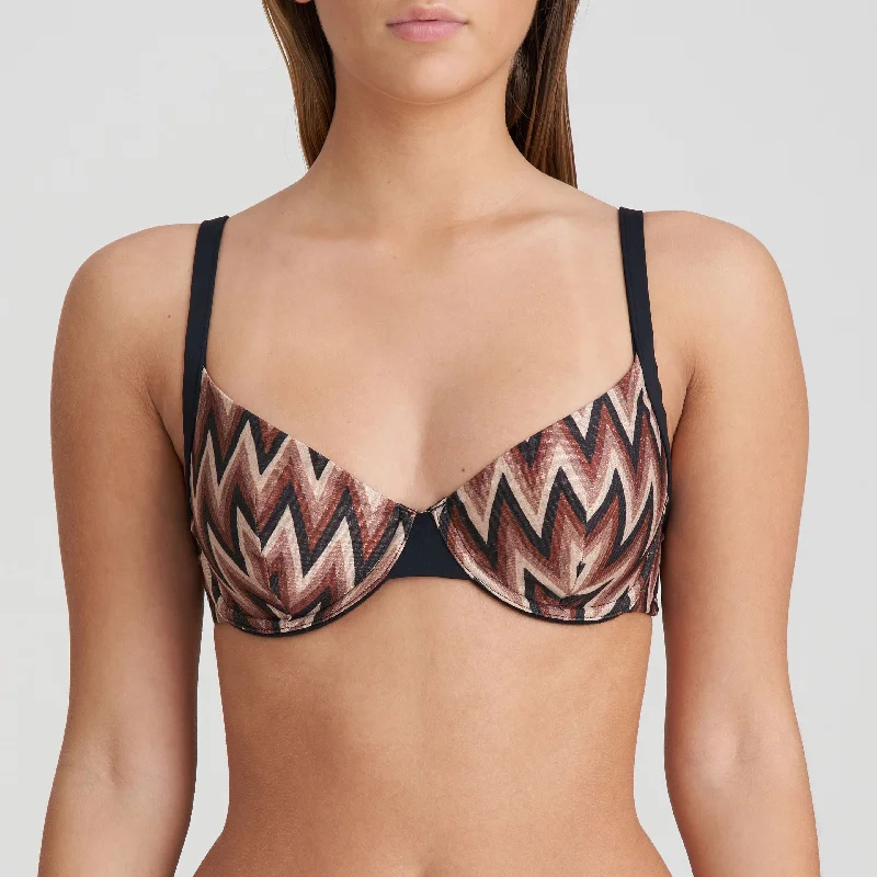 High-cut bikini for women with high legs for a flattering, elongated look -Su Ana Plunge Bikini Top In Miramar - Marie Jo