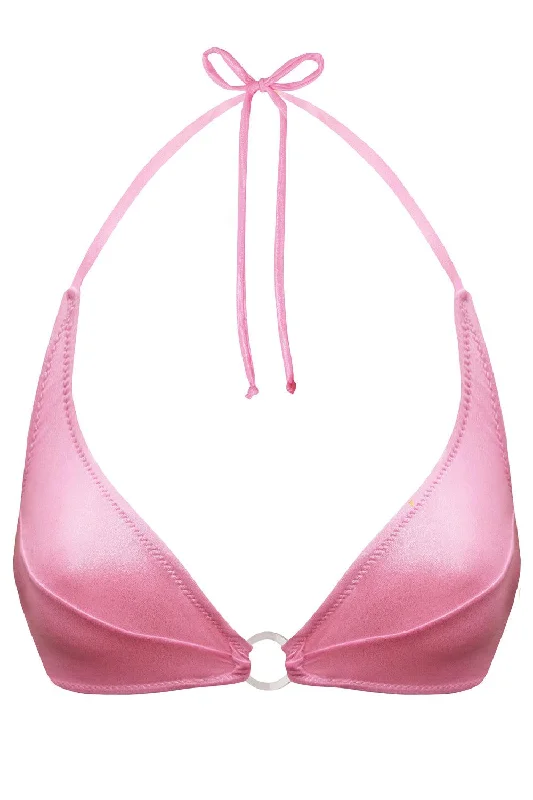 Classic swim tops with simple solid colors -Titaniya Pink bikini top