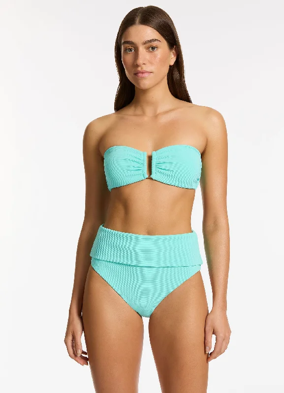 Vibrant swim pants for women with tropical prints for a vacation-ready look -Isla Rib U Trim Bandeau Bikini Top - Dolce