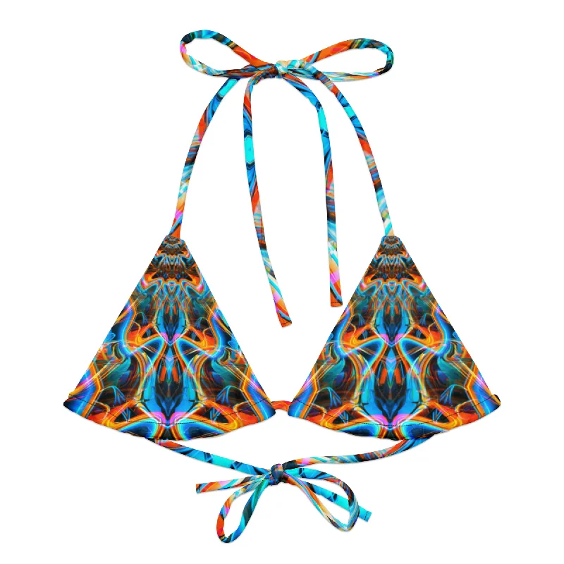 Patterned bikini for women with geometric designs for bold and unique look -Universal Energy Shift Bikini Top