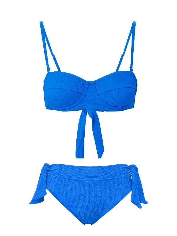 Strapless bikini swim sets for sun-kissed glow -Nellie Top + Double Tie Midrise Bottom in Grotto