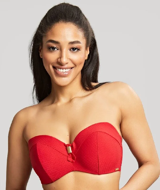 Luxury tankini swim sets for resort glamour -Panache Swimwear Marianna D-H Cup Bandeau Bikini Top - Crimson