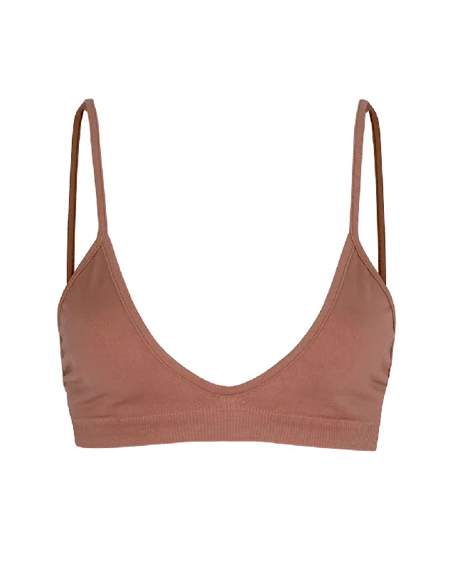 Padded bikini top for women with removable padding for adjustable fit and support -BLISSFUL Bikini Bra Top | Rusty Pink