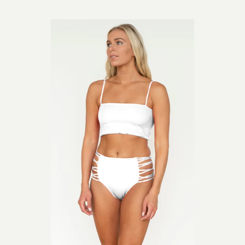 Strapless bikini swim tops for strap-free look -Bondi White Bikini Top