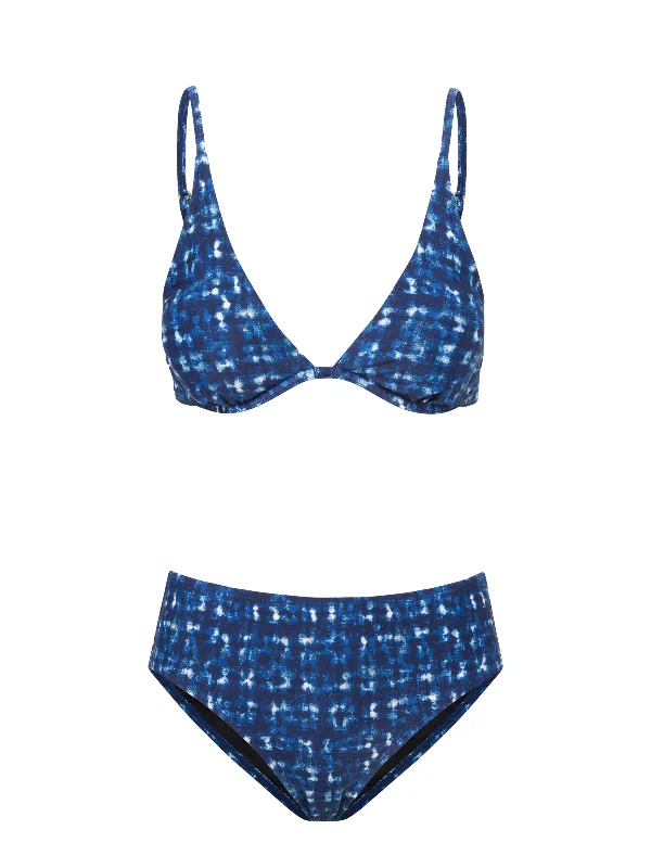 Supportive bikini swim sets for water sports -Leah Top + Classic Midrise Bottom in Denim Noir