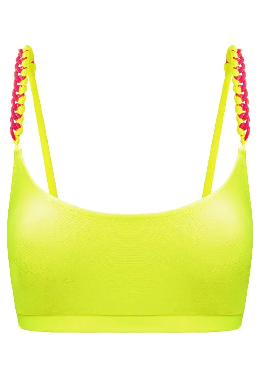 Vibrant floral swim tops for bold beach vibes -Tonic Chains Yellow bikini top