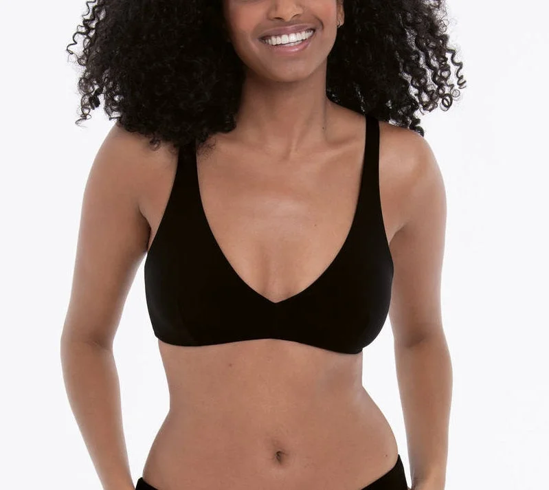 Designer high-neck swim sets for chic swimwear -Anita Swimwear Pure Black Bikini Top 8780-1