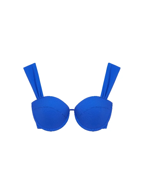 Durable swim tops with UV protection fabric -The Modern Bustier Bra - Sapphire