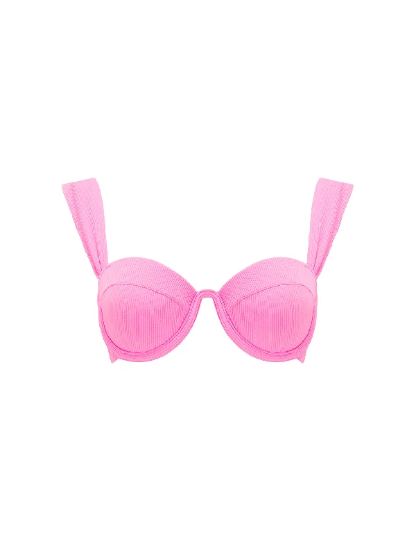 Bright swim tops for standout beach looks -The Modern Bustier Bra - Strawberry